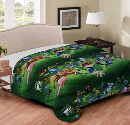 TIQH Cartoon Print Reversible Poly Cotton Single Bed Ac Blanket/Dohar for Kids (Multicolor 12)