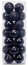 AUXO-FUN 28ct Shatterproof Christmas Ball Ornaments in 4 Classic Finishes for Christmas Tree Decoration (Black, 2.36 Regular Siz