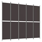 vidaXL 5-Panel Room Divider - Versatile Partition Screen, Easy to Fold & Store, Durable 100% Polyester Fabric, Ideal for Bedroom, Living Room, Modern Brown Design