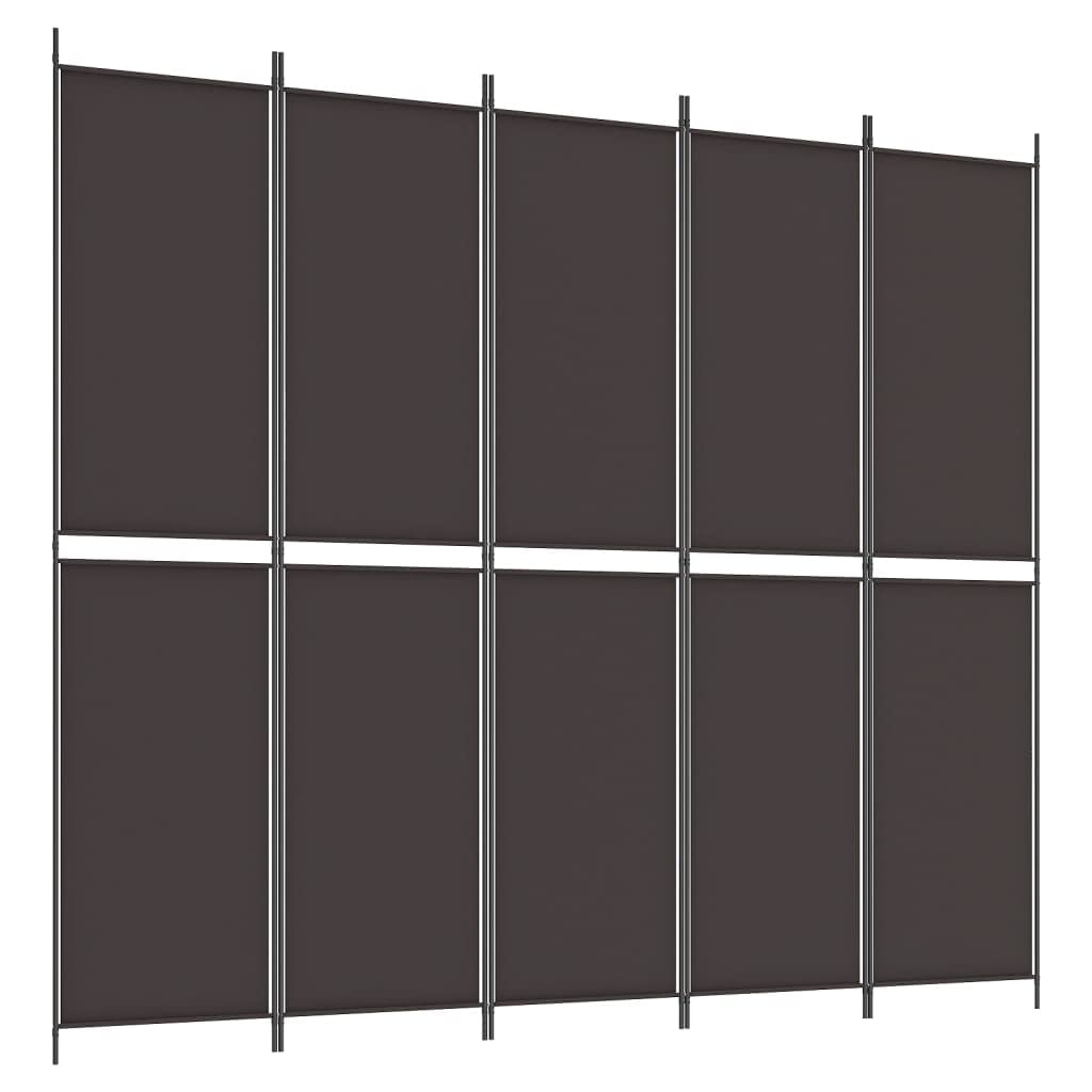 vidaXL 5-Panel Room Divider - Versatile Partition Screen, Easy to Fold & Store, Durable 100% Polyester Fabric, Ideal for Bedroom, Living Room, Modern Brown Design