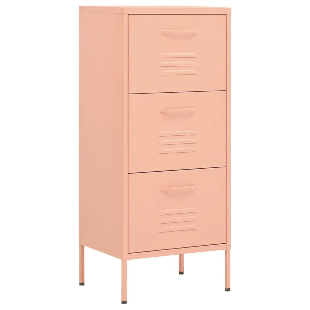 vidaXL Storage Cabinet File Cabinet Freestanding Drawer Cabinet Pink Steel