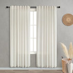 Koufall 78 Inch Curtains 2 Panel Set,Linen Sheer Closet Curtain For Open Closet Door,Cream