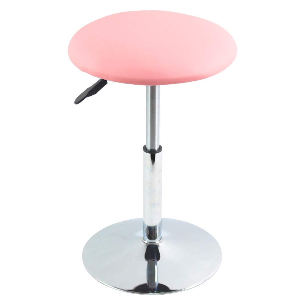 FURWOO Short Round Spa Stool Make up Stool Height Adjustable Vanity Stool Swivel Bench for Bedroom Living Room Pink