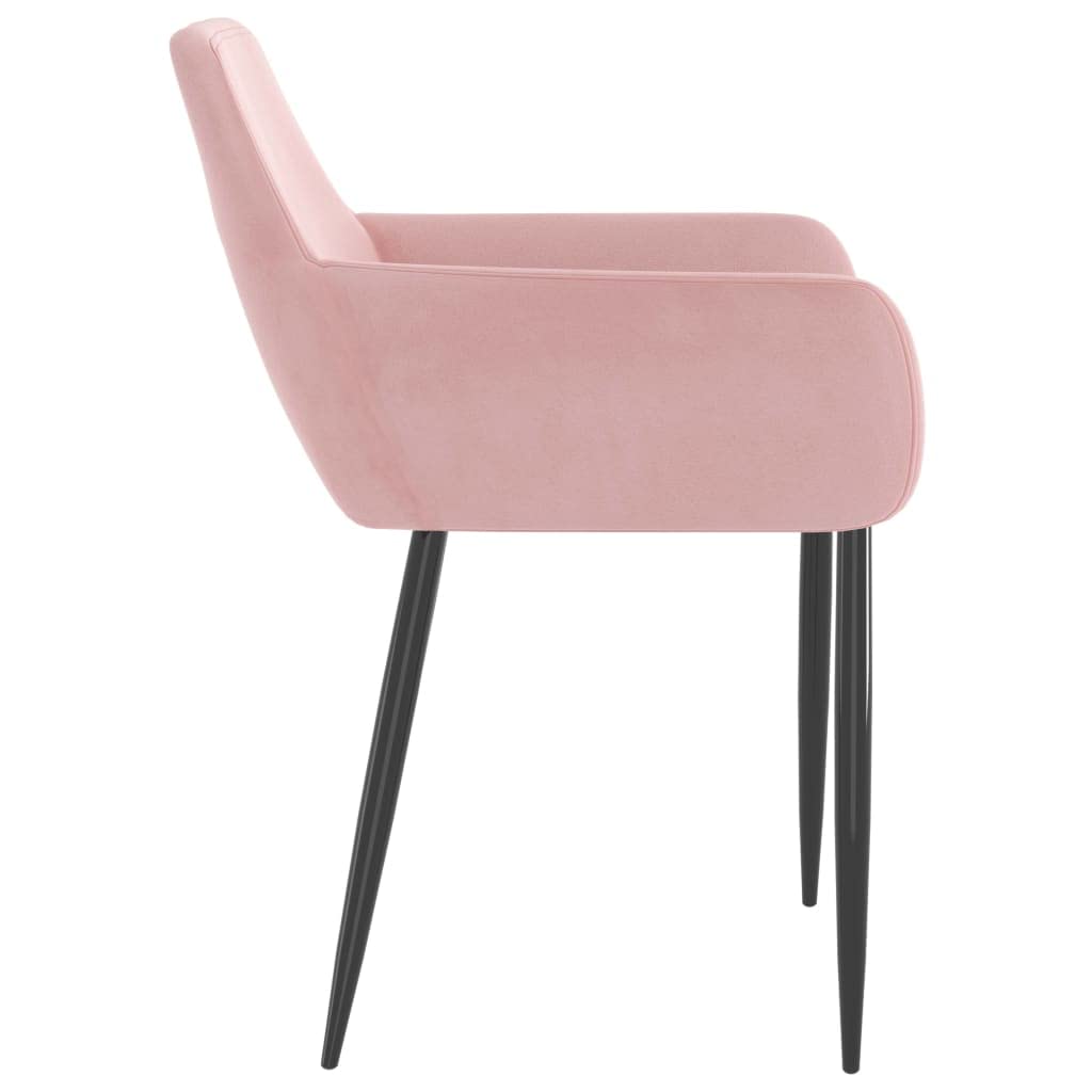 vidaXL 4-Piece Modern Dining Chairs in Pink Velvet Upholstery - Sturdy Metal Frame - Comfortable Backrest Design - Perfect for Kitchen & Dining Room