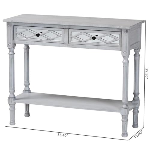 Baxton Studio Gellert Classic and Traditional Grey Finished Wood 2-Drawer Console Table