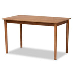 Baxton Studio Dorina Mid-Century Modern Greyish Beige Fabric Upholstered and Walnut Brown Finished Wood 5-Piece Dining Set