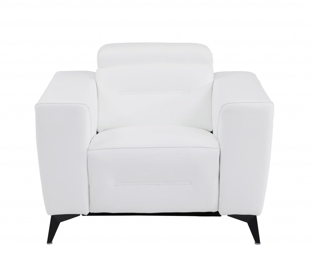 HomeRoots 482250 31 x 41.3 x 43 in. White Italian Leather Power Recliner Chair