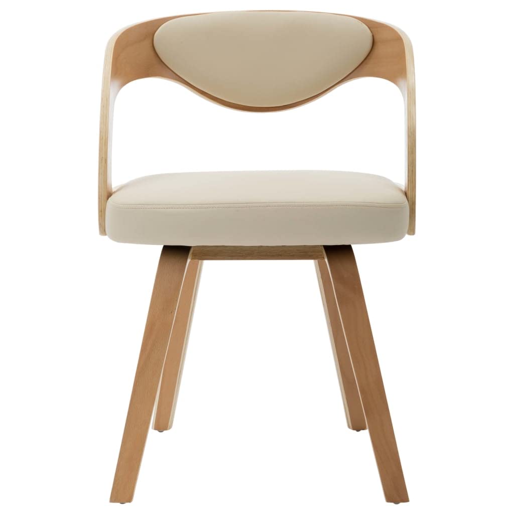 vidaXL Dining Chairs - Cream Bent Wood Frame with Comfy Faux Leather Upholstery, Spacious Seating, Ideal for Dining Room, Lounge or Office