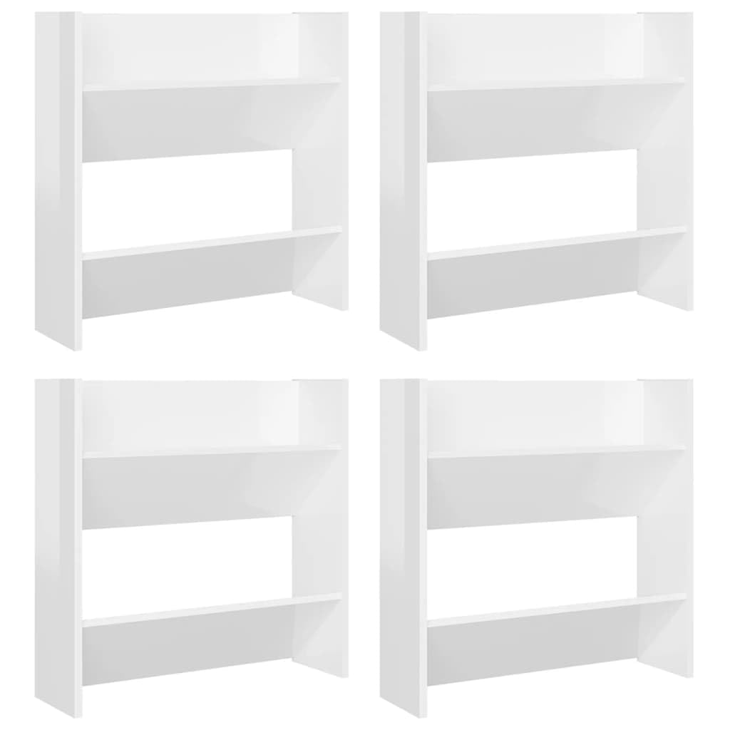 vidaXL Wall Shoe Cabinets 4 pcs High Gloss White 23.6x7.1x23.6 Engineered Wood