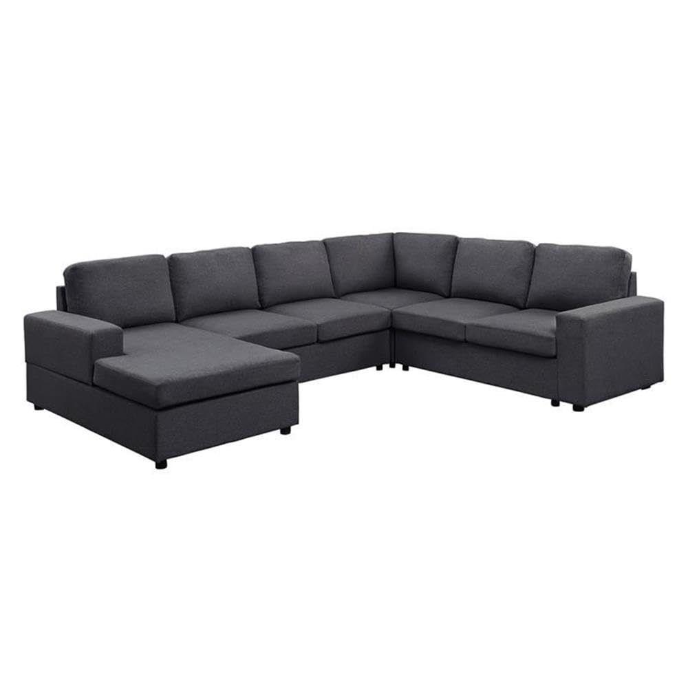 Lilola Home Dakota Sectional Sofa with Reversible Chaise in Dark Gray Linen