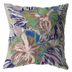 HomeRoots Green On Muted Purple 16â€ Lilac Green Hibiscus Suede Decorative Throw Pillow