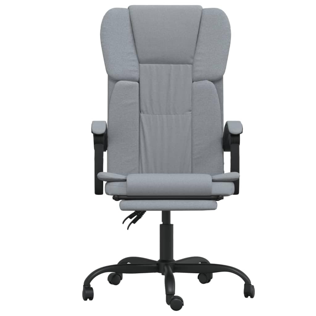 vidaXL Light Gray Fabric Office Chair - Adjustable Backrest, Footrest and Seat Height, Sturdy Metal and Plywood Frame, 360 Degree Swivel Design with Rolling Casters