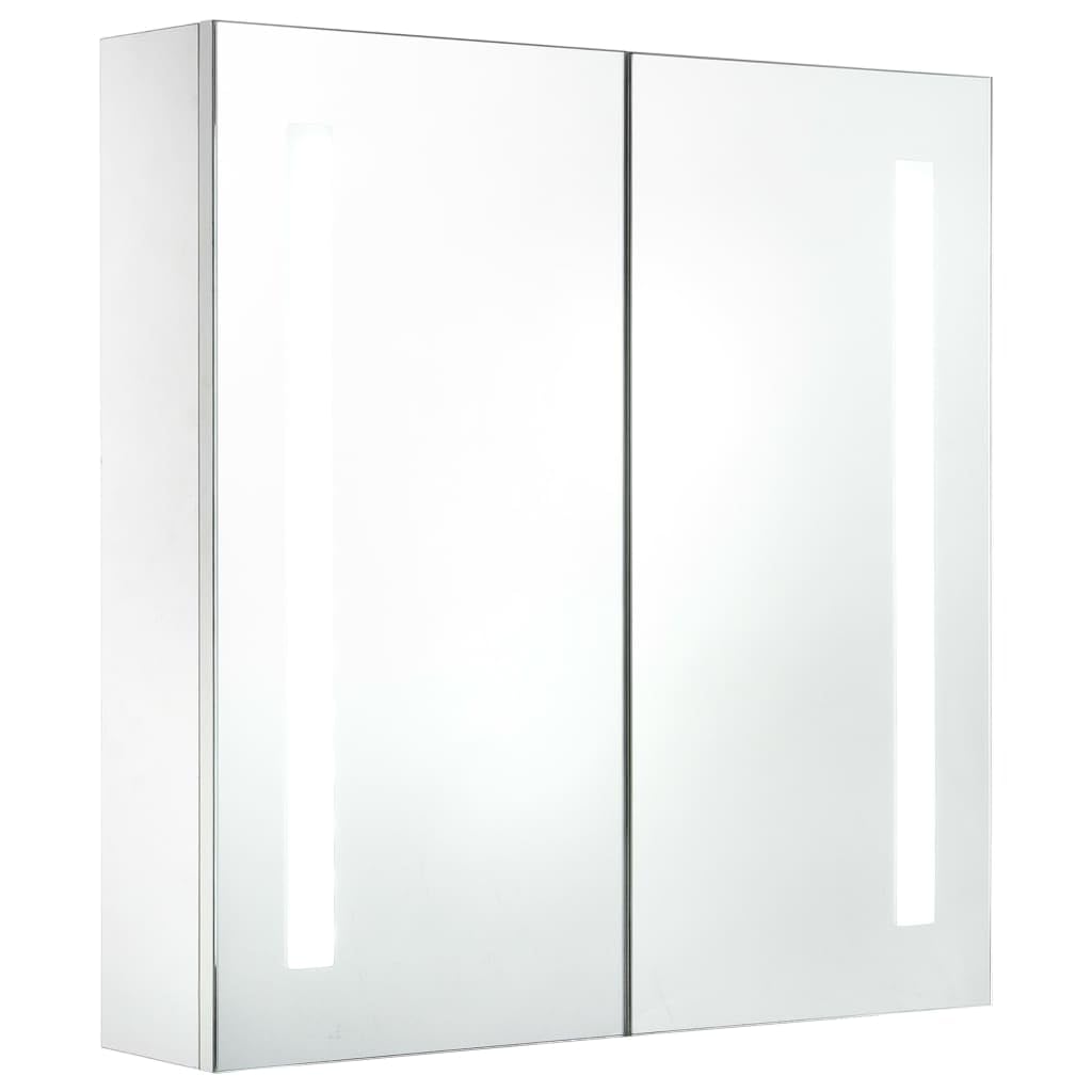 vidaXL Bathroom Cabinet Wall Mounted Mirrored Vanity LED Medicine Cabinet - 3 Shelves, MDF Melamine, 23.6 x 5.5 x 24.4