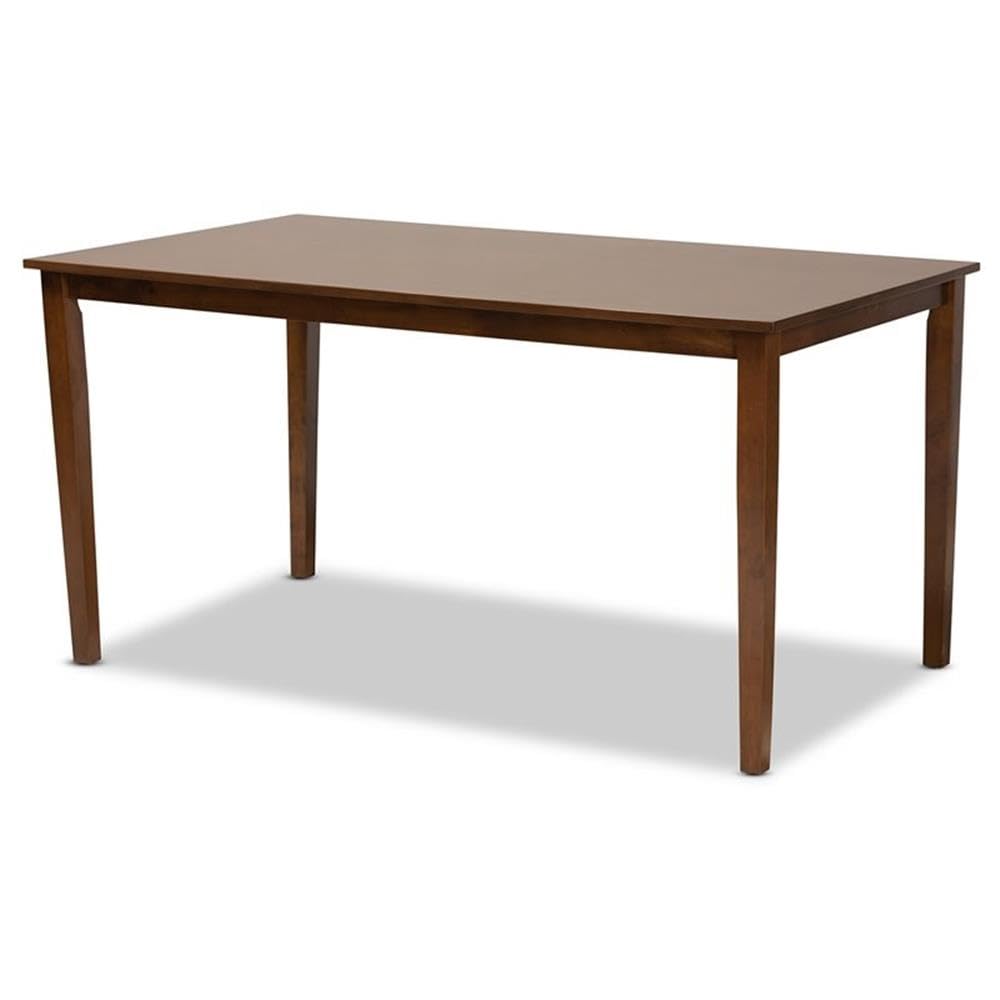 Baxton Studio Lanier Modern and Contemporary Grey Fabric Upholstered and Walnut Brown Finished Wood 7-Piece Dining Set