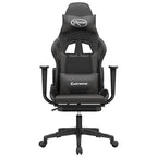 vidaXL Black & Gray Massage Gaming Chair with Footrest - Adjustable Height and Backrest, Comfortable Seating, Durable Faux Leather