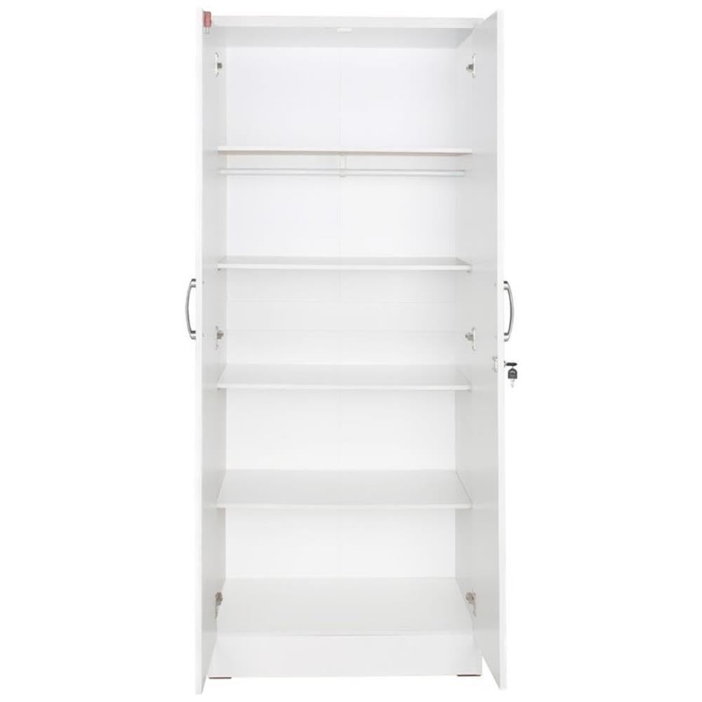 Better Home Products Harmony Wood Two Door Armoire Wardrobe Cabinet in White