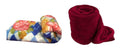 Wavva Plain and Printed Fleece 2 Single Bed BlanketsMaroon,Printed (Set of 2)
