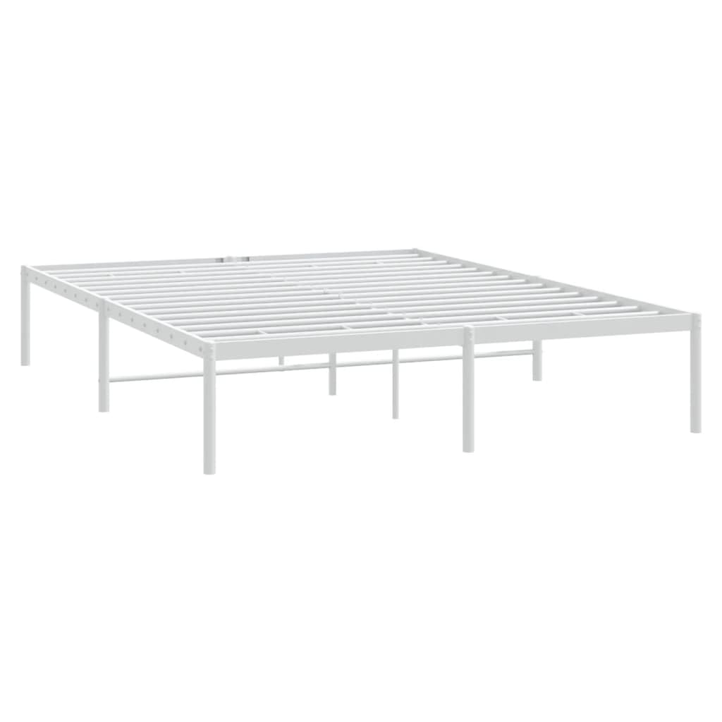 vidaXL Sturdy Metal Bed Frame Double Bed Size 59.1&quot;x78.7&quot; - White - Powder-Coated Steel Construction with Additional Underneath Storage Space