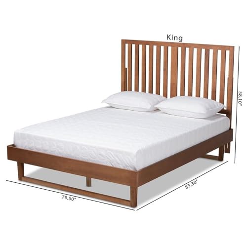 Baxton Studio Marin Modern and Contemporary Walnut Brown Finished Wood King Size Platform Bed