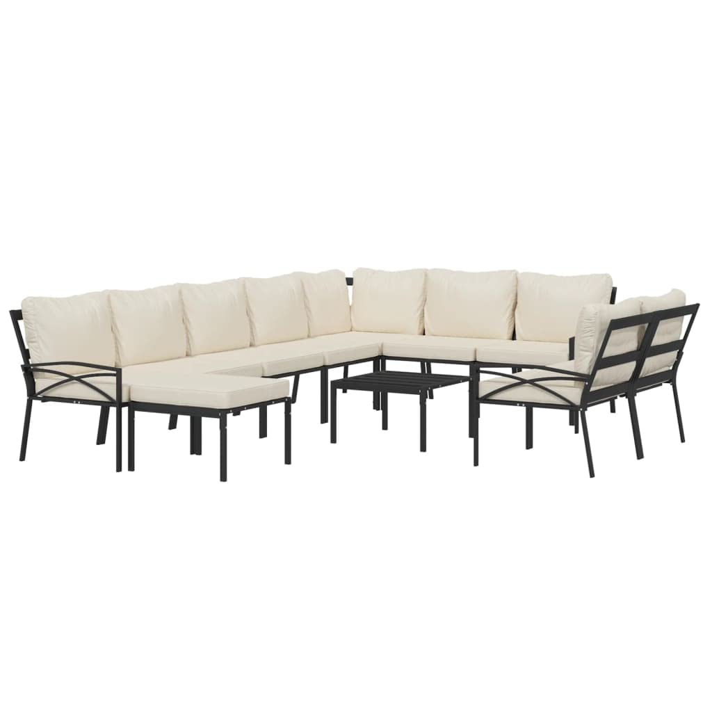 vidaXL 11 Piece Patio Lounge Set with Sand Cushions Steel