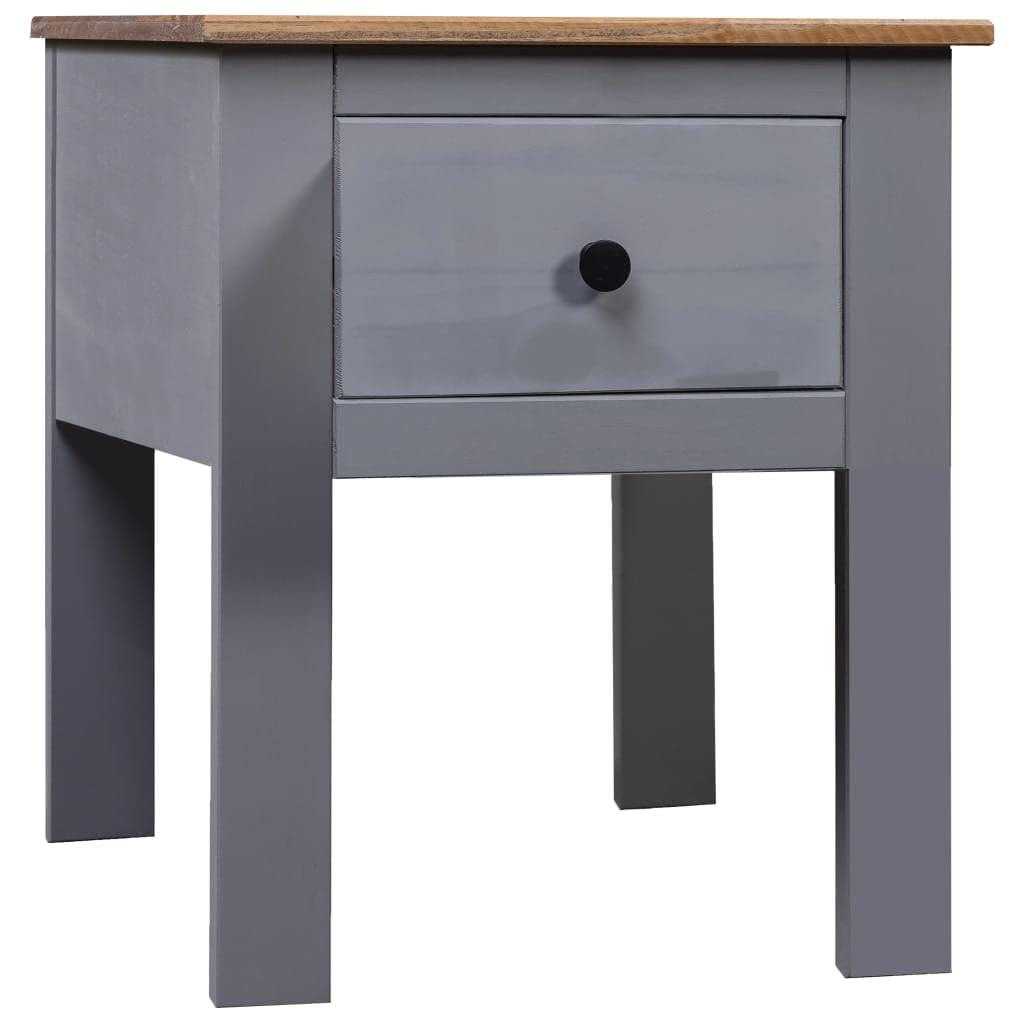 vidaXL Modern Farmhouse Bedside Cabinet in Gray - Solid Pinewood Nightstand with Drawer - Enhance Bedroom and Living Room Decor