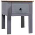 vidaXL Modern Farmhouse Bedside Cabinet in Gray - Solid Pinewood Nightstand with Drawer - Enhance Bedroom and Living Room Decor