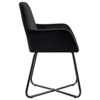 vidaXL Black Velvet Dining Chairs-Set of 2 Modern Side Chairs with Armrests for Living Room-Kitchen-Seating-Accent Furniture with Steel Legs