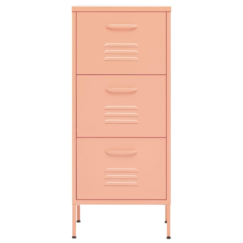 vidaXL Storage Cabinet File Cabinet Freestanding Drawer Cabinet Pink Steel