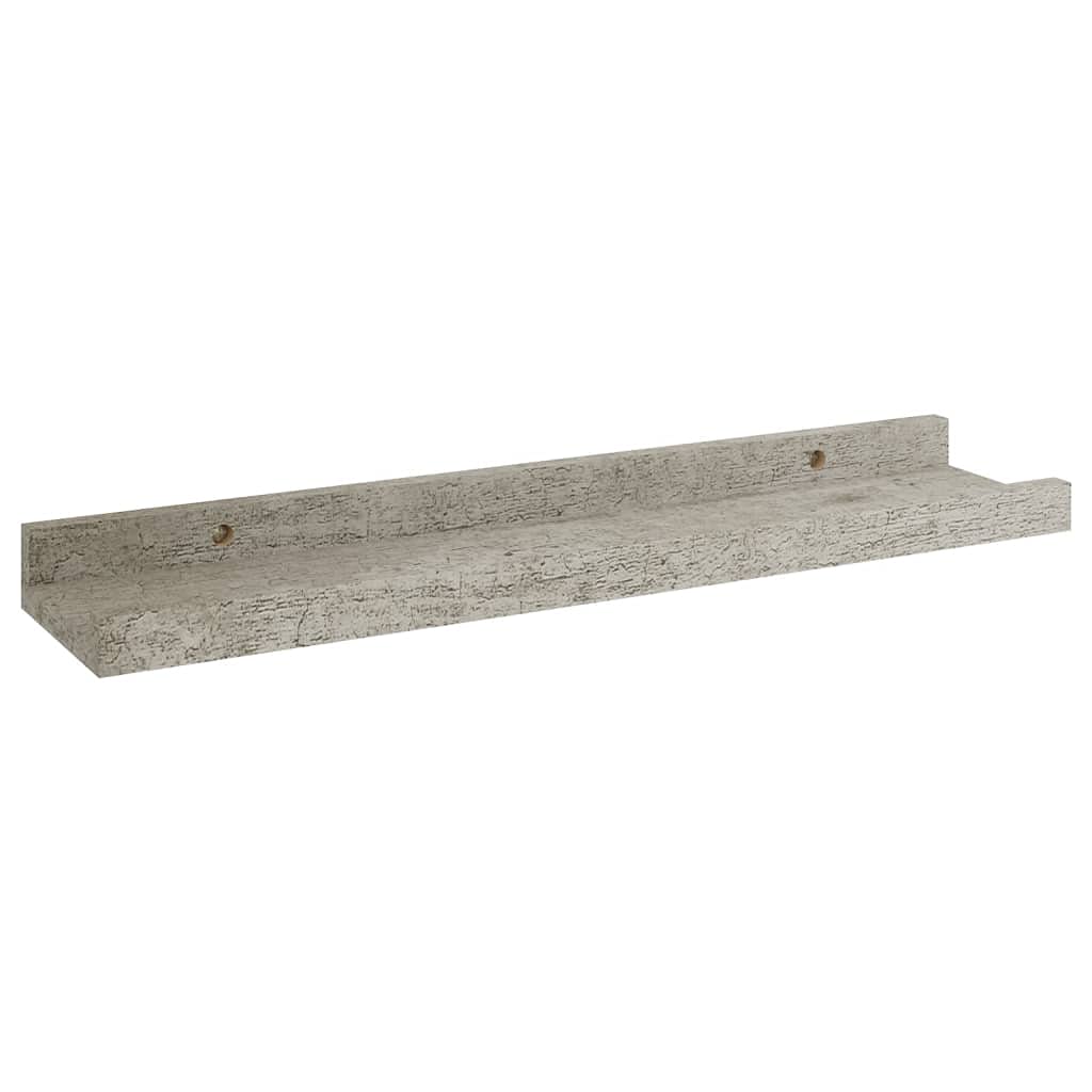 vidaXL 4-piece Set of Wall Shelves - Decorative, Modern Design, Concrete Gray, MDF Material, 15.7x3.5x1.2 inches, Versatile Display - Requires Assembly.