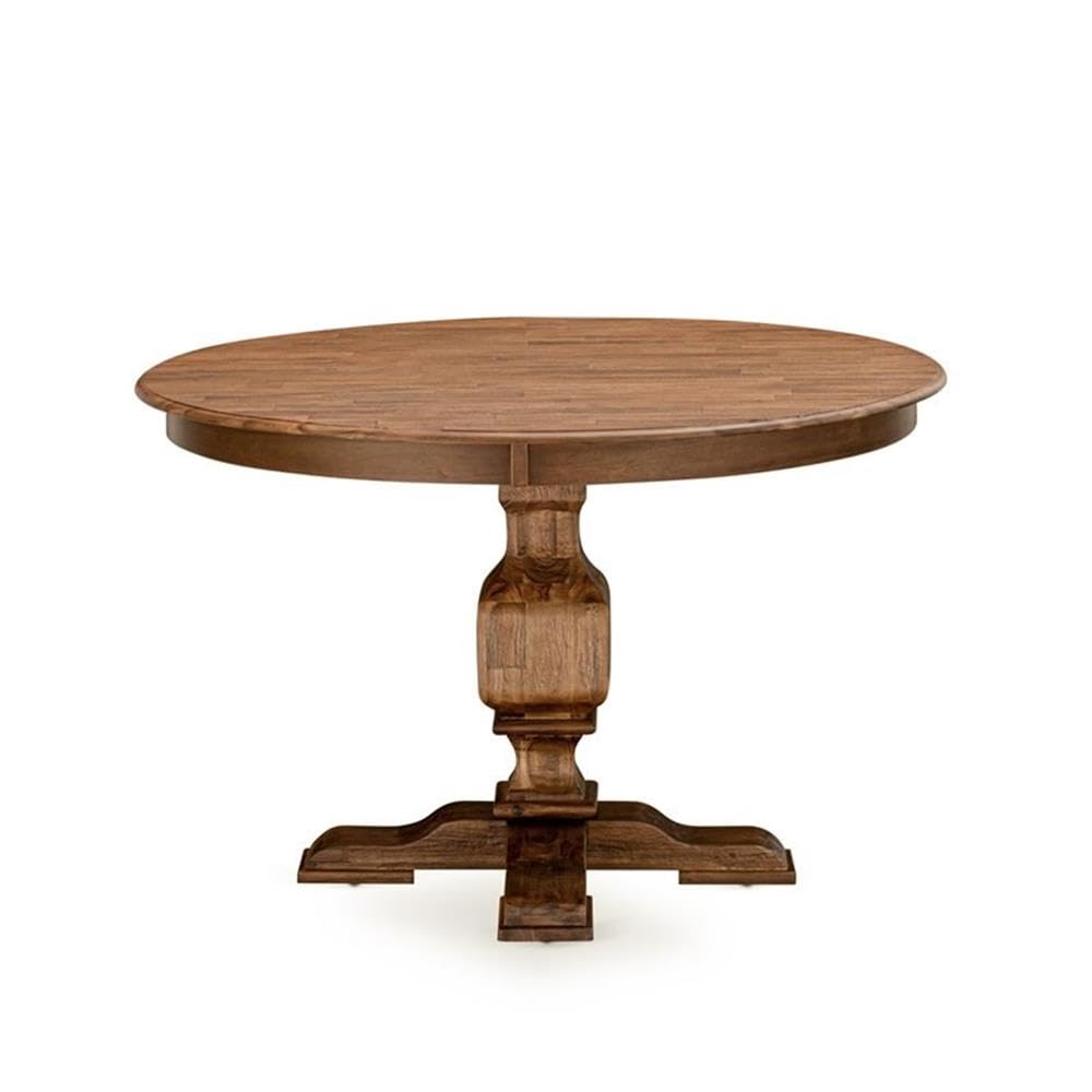 East West Furniture FE3-0N-TP Ferris Modern Kitchen Table - a Round Dining Table Top with Pedestal Base, 48x48 Inch, Sandblasting Antique Walnut
