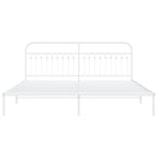 vidaXL Metal Bed Frame with Headboard - White, King Size (76x79.9) - Durable Steel Slats, Extra Storage Space