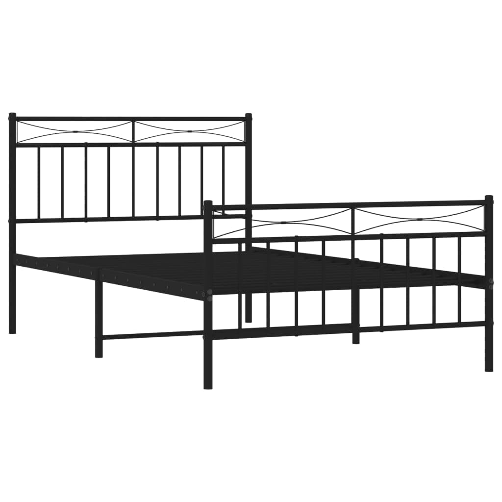 vidaXL Modern Single Bed Frame with Headboard and Footboard – Versatile and Durable Steel Frame in Sleek Black Finish – 81.5" x 41.3" x 35.8" Dimensions – Ideal for Guest Room or Children’s Room