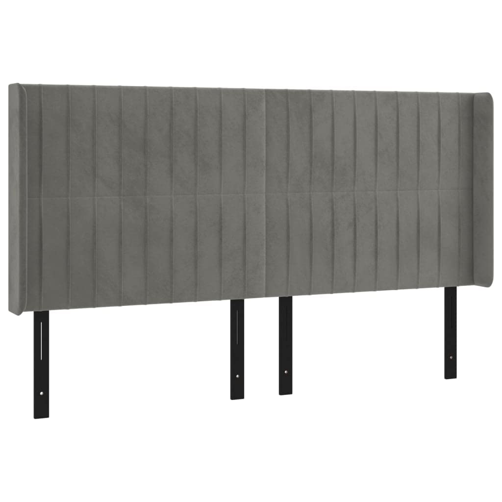 Vidaxl Led Headboard Home Indoor Bedroom Bed Accessory Upholstered Bed Header Furniture With Led Light Gray 72"X6.3"X46.5"/50.4" Velvet