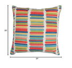 Pillow Perfect Stripe Indoor/Outdoor Accent Throw Pillow Plush Fill, Weather, And Fade Resistant, Floor - 25' X 25', Off- Whit