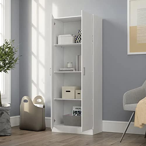 Lilola Home Alara White 60&quot; Height Simplistic Modern Double Door Storage Cabinet