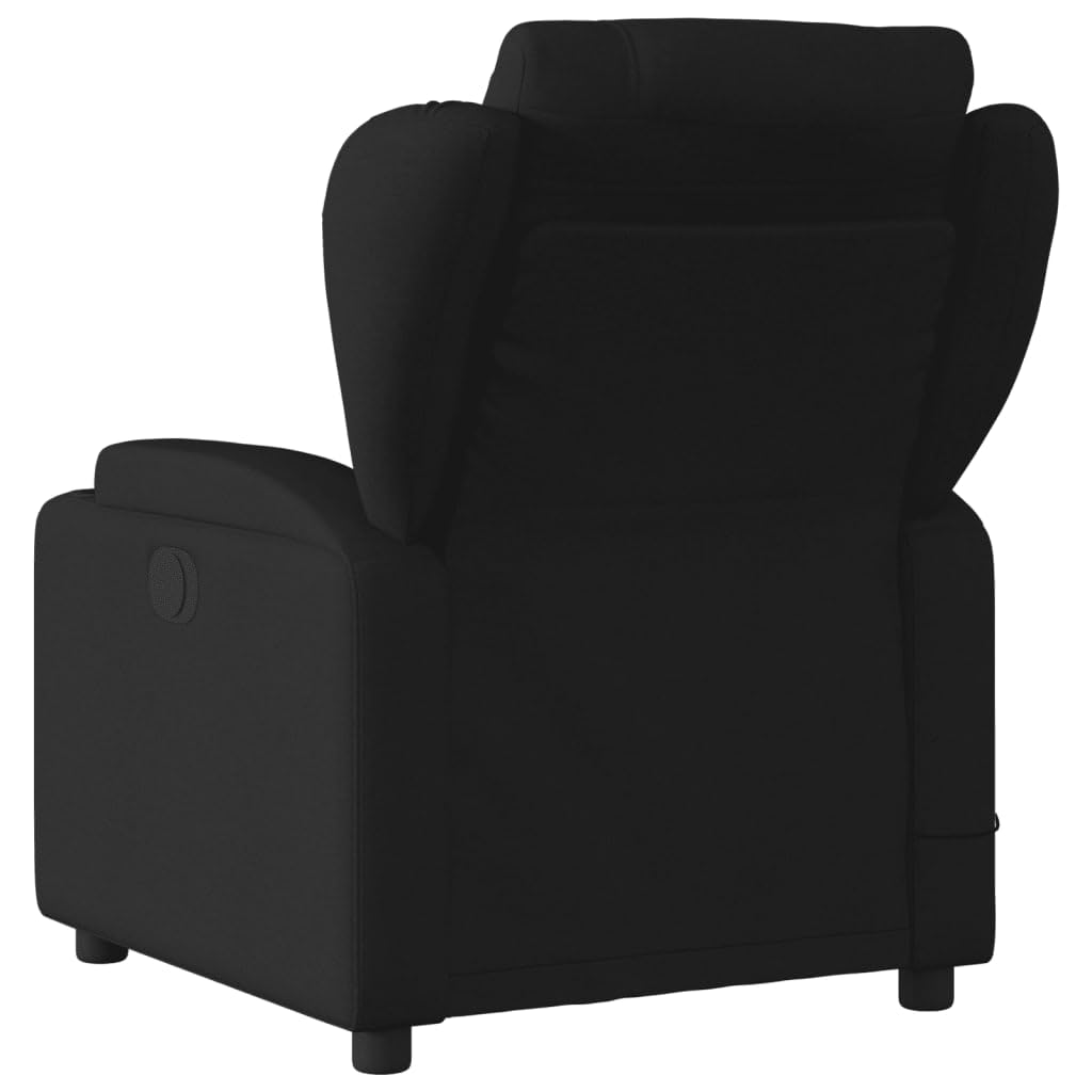 vidaXL Black Fabric Massage Recliner Chair - Manual Adjustment, 6-Point Vibration, Cup Holders, and Side Pocket - Living Room, Lounge, Home Office Seating