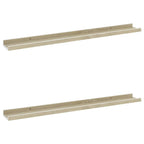 vidaXL MDF Wall Shelves, Set of 2, White and Sonoma Oak, 31.5"x3.5"x1.2", Easy to Clean, Versatile Usage, Great for Storage and Decoration