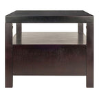 Ergode Wood Stafford Coffee Table | Oyster Gray Finish | Slatted Side Panels | Full-Size Drawer | Lower Shelf | Solid & Composite Wood (92643-VV)