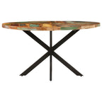 vidaXL Rectangular Dining Table in Solid Reclaimed Wood with Powder-Coated Steel Support - Handcrafted Design - Distinctive Wood Grains - Indoor Use
