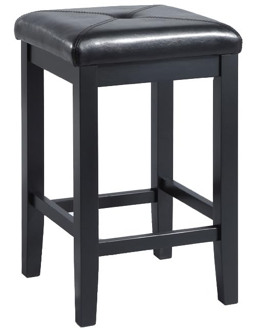 Crosley Furniture Oxford Butcher Block Kitchen Island, Coffee Bar, with a Set of 2 Square Seat Stools, Black