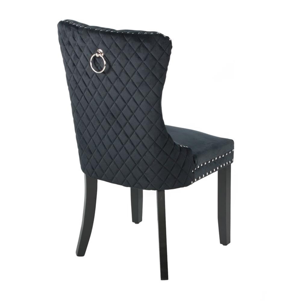 Better Home Products Sofia Velvet Upholstered Tufted Dining Chair Set in Black