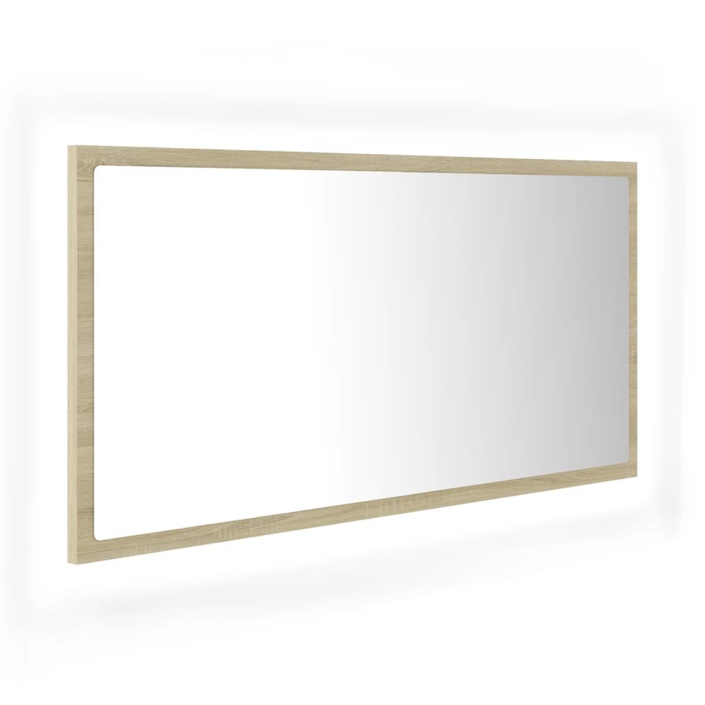 NusGear LED Bathroom Mirror Sonoma Oak 35.4&quot;x3.3&quot;x14.6&quot; Chipboard