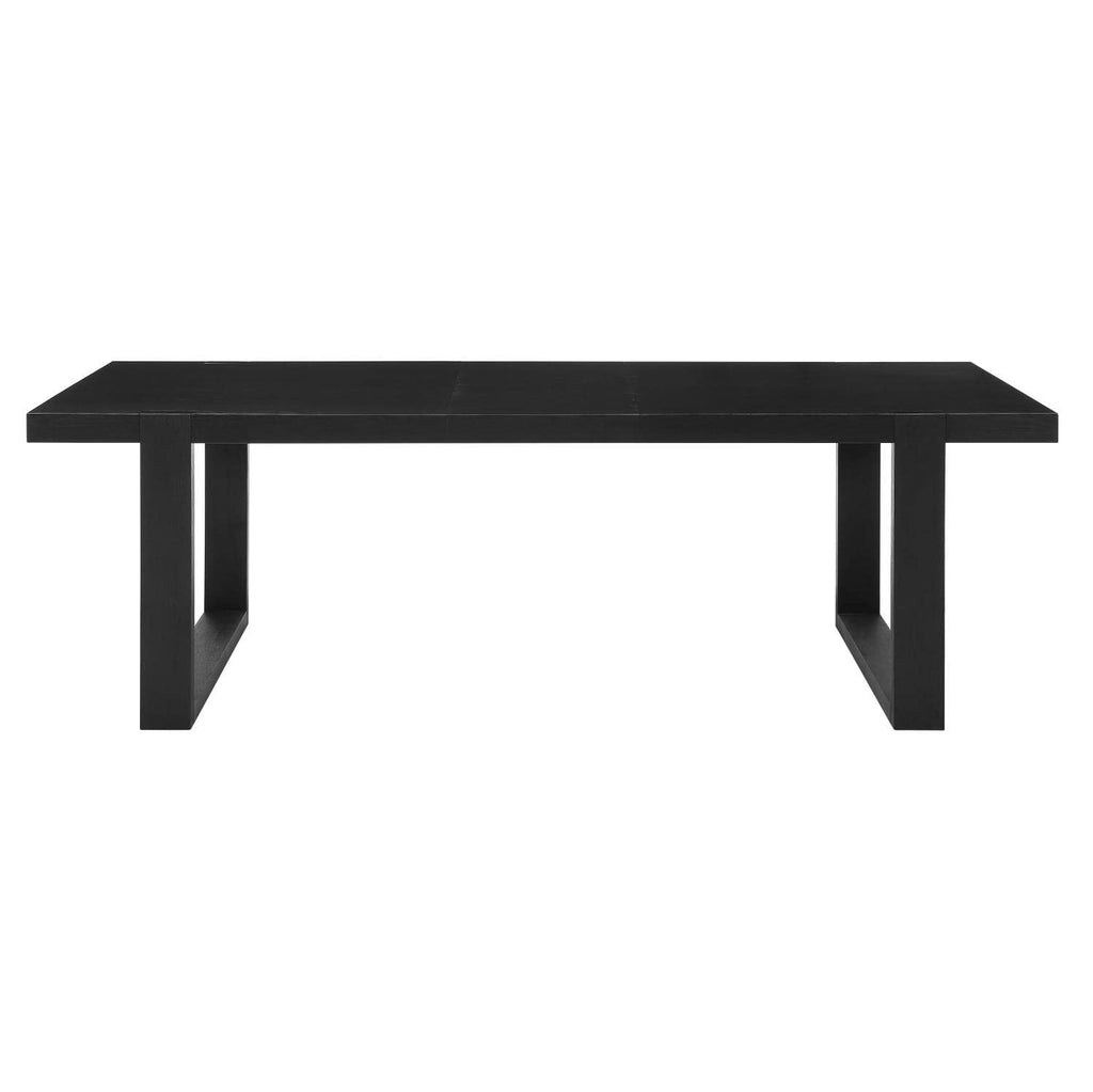 Steve Silver Furniture Yves Dining Table, 77-95" Table w/ 18" Leaf, Contemporary Double-Pedestal Sled Base, Seats up to 10, Dining Room, Hand Stained, (Table Only), 77D x 40" W x 30" H, Black