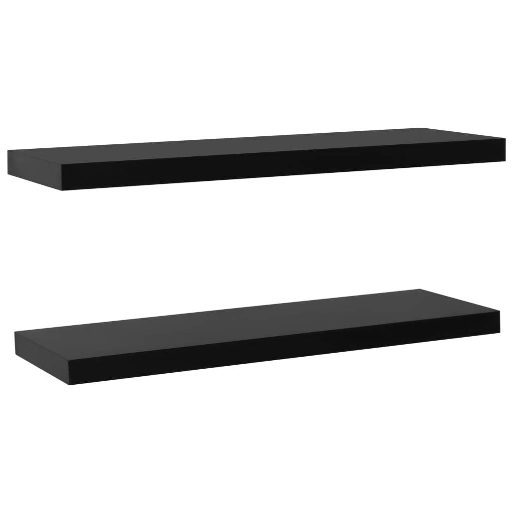 vidaXL Floating Wall Shelves - Set of 2, Durable Black MDF, Easy to Install - Ideal for Displaying Books, Awards, Ornaments - Perfect for Home or Office Use