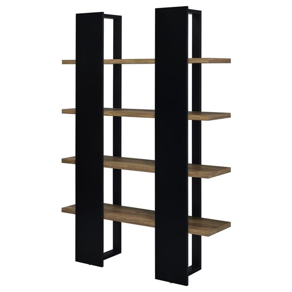 Coaster Danbrook Wood Bookcase with 4 Full-Length Shelves Black and Aged Walnut