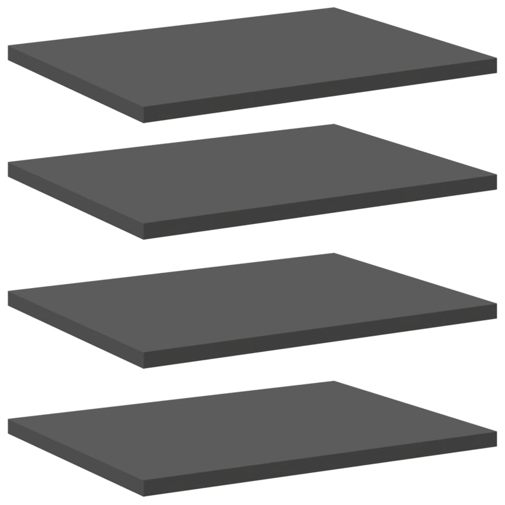 vidaXL 4-Piece Set Bookshelf Boards in Modern Gray - Sturdy Engineered Wood Material - Simple Maintenance and Versatile Use - Ideal for DIY Projects