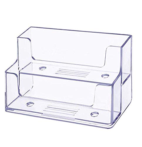 Dnhcll 1 Pack Clear Business Card Holder 2 Tiers Plastic Card Stand Organizer Card Holder Display For Home Office, Desktop, And