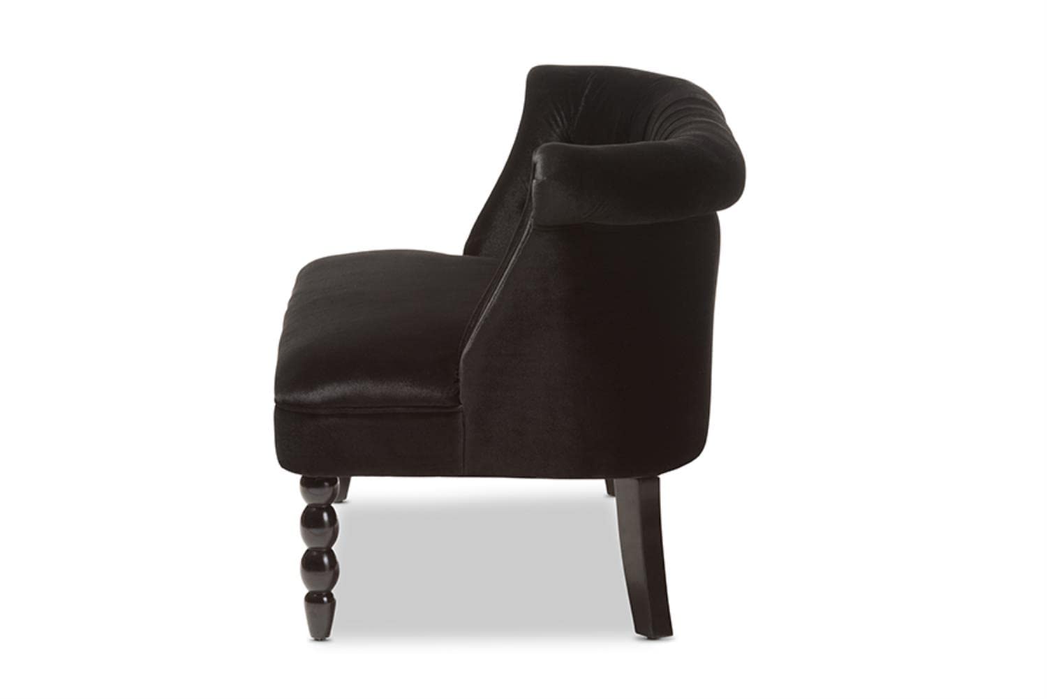 Baxton Studio Flax Victorian Style Contemporary Black Velvet Fabric Upholstered 2-seater Loveseat