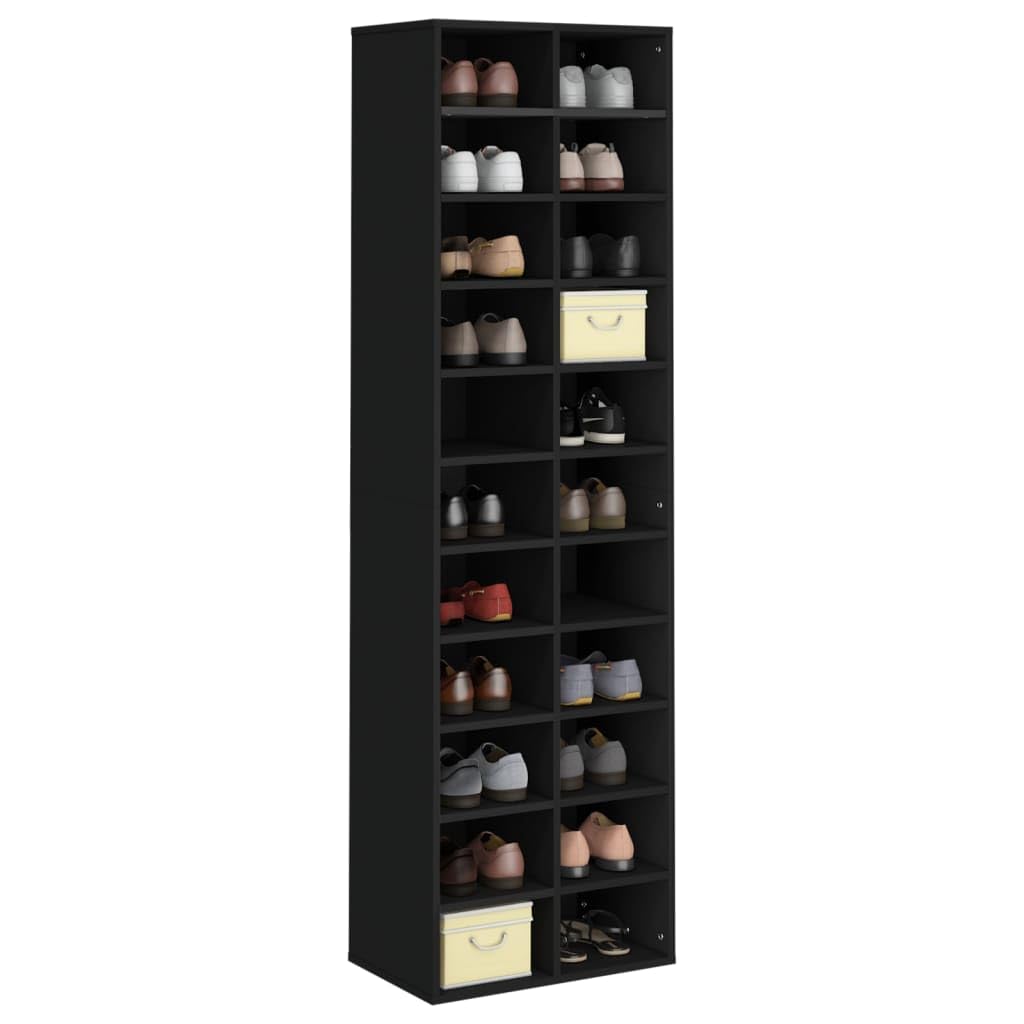 vidaXL Shoe Cubby, Shoe Cabinet with 22 Compartments, Shoe Rack, Shoe Storage Organizer for Entryway Hallway Bedroom Dorm Room, Black Engineered Wood