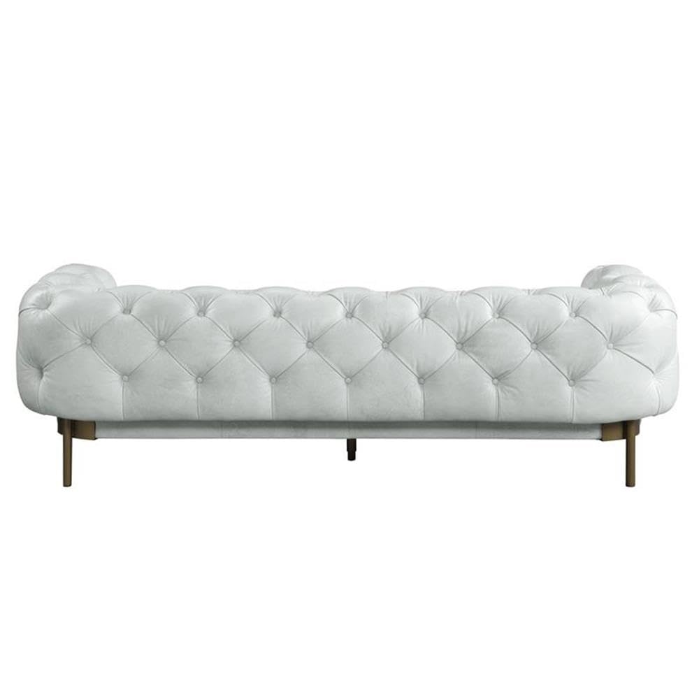 Acme Ragle Sofa in Vintage White Top Grain Leather